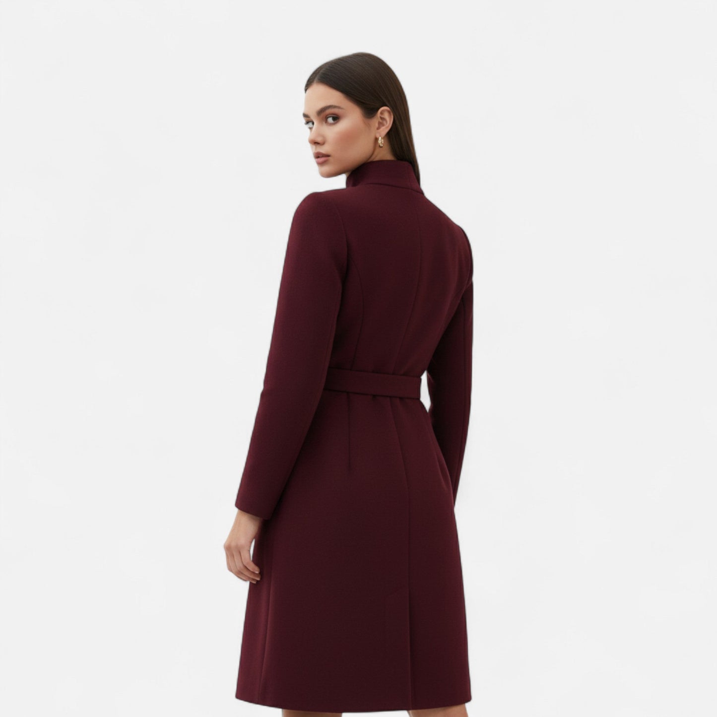 Vestido Mujer Invierno Cuello Alto Asimétrico